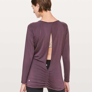 lululemon athletica Long Sleeve Open-Back Top in Plum